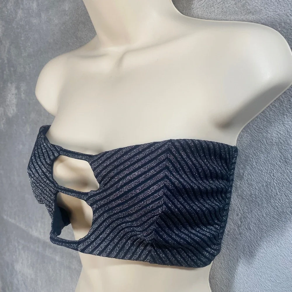 JMP The Label Bandeau Bikini Top Womens Large Metallic Cutout‎ Festival Beach